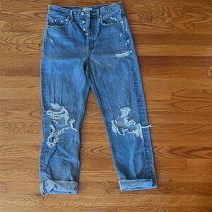 Agolde Distressed Boyfriend Jeans in Blue